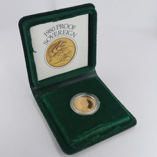 410 - An Elizabeth II gold proof Sovereign, dated 1980, in Royal Mint presentation case with certificate.... 