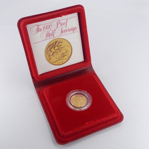 411 - An Elizabeth II gold proof Half Sovereign, dated 1980, in Royal Mint presentation case with certific... 