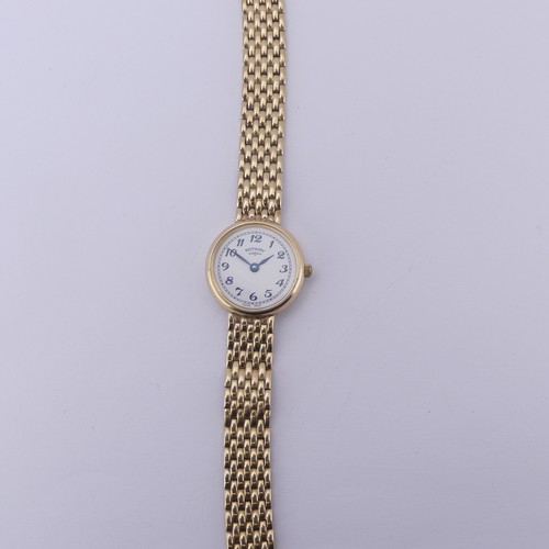 141 - A cased 9ct yellow gold lady's Rotary quartz Wristwatch, 22mm diameter, on a 9ct gold bracelet strap... 