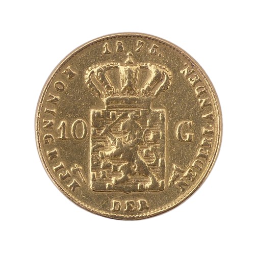 414 - A Dutch Willem III 10 Gulden gold Coin, dated 1875.