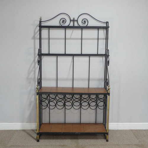 A large 20th century black painted iron Hall Stand wine Rack, with ...