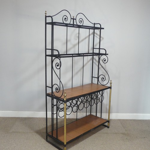 A large 20th century black painted iron Hall Stand wine Rack, with ...
