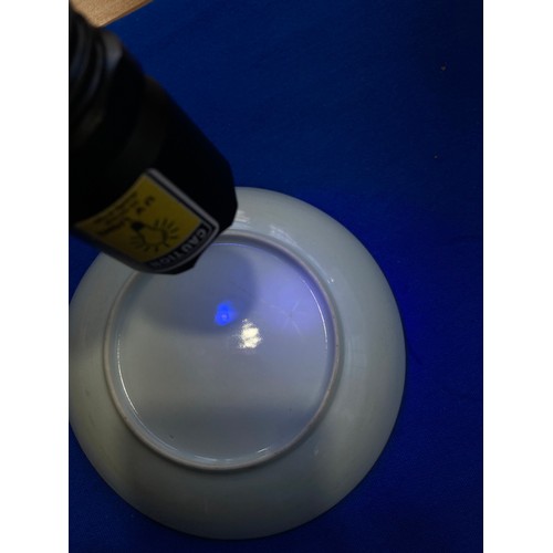 164 - A 19thC Chinese porcelain Plate, finely decorated with cobalt blue border, decorated to the well wit... 