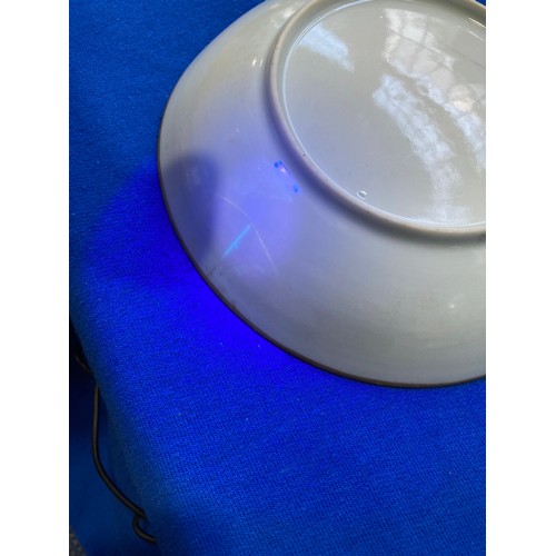 164 - A 19thC Chinese porcelain Plate, finely decorated with cobalt blue border, decorated to the well wit... 