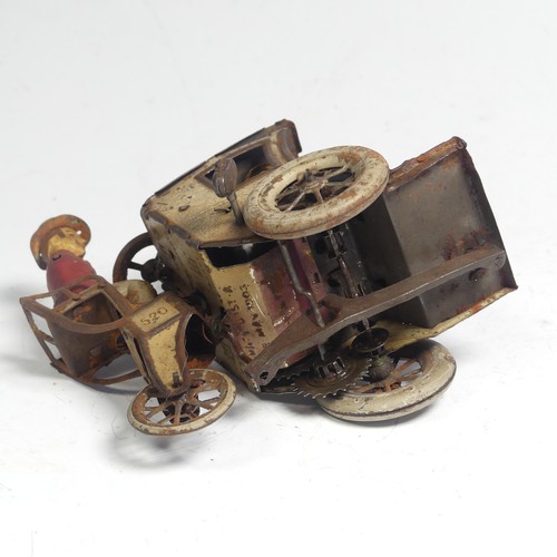 3 - A Lehmann tinplate clockwork Carriage, No. 520, the mechanism giving movement to the two seated figu... 