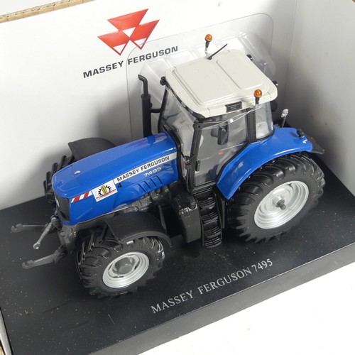 27 - A Universal Hobbies 1:32 Massey Ferguson 7495 series model Tractor, Farm Issue, blue limited edition... 