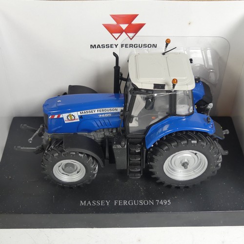 27 - A Universal Hobbies 1:32 Massey Ferguson 7495 series model Tractor, Farm Issue, blue limited edition... 