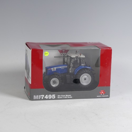 27 - A Universal Hobbies 1:32 Massey Ferguson 7495 series model Tractor, Farm Issue, blue limited edition... 