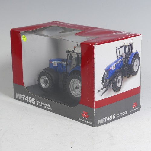 27 - A Universal Hobbies 1:32 Massey Ferguson 7495 series model Tractor, Farm Issue, blue limited edition... 