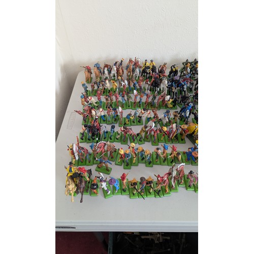 43 - Britains Deetail; A very large collection of unboxed playworn Knights, Turkish, Cowboys and Indian F... 