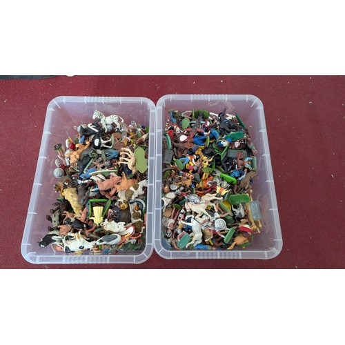 43 - Britains Deetail; A very large collection of unboxed playworn Knights, Turkish, Cowboys and Indian F... 