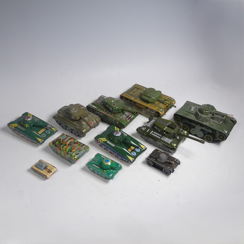 45 - A German Gama tinplate model of a US M98 Tank, together with ten other tinplate and plastic model Ta... 