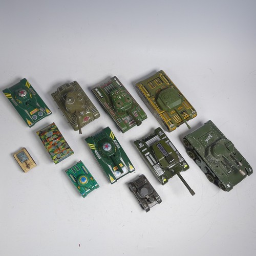 45 - A German Gama tinplate model of a US M98 Tank, together with ten other tinplate and plastic model Ta... 