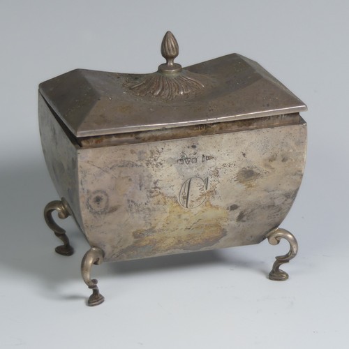 1 - An Edwardian silver Tea Caddy, by Walker & Hall, hallmarked Chester 1907, of shaped rectangular ... 