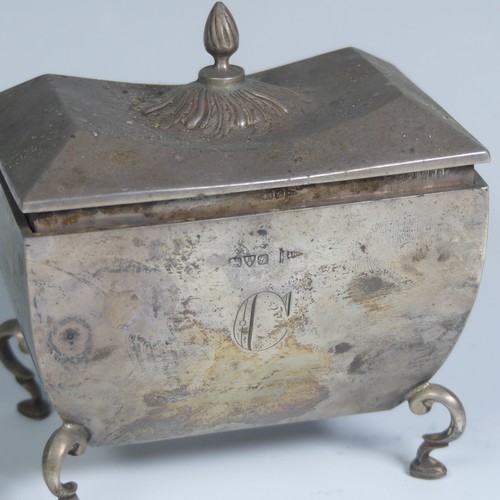 1 - An Edwardian silver Tea Caddy, by Walker & Hall, hallmarked Chester 1907, of shaped rectangular ... 