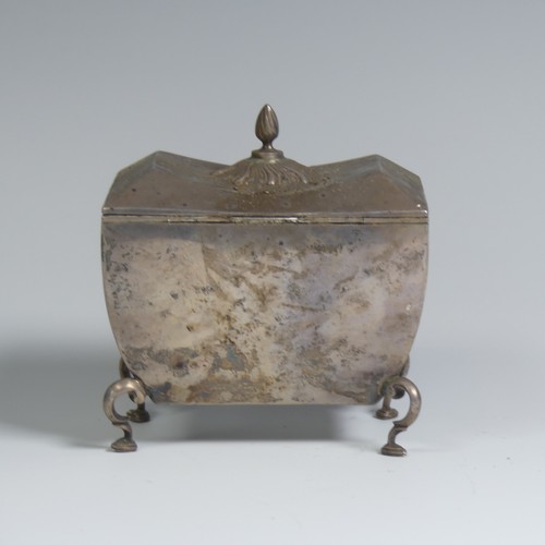 1 - An Edwardian silver Tea Caddy, by Walker & Hall, hallmarked Chester 1907, of shaped rectangular ... 