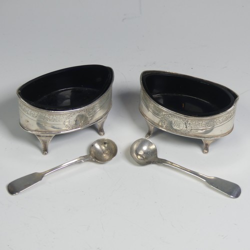 24 - A pair of George III silver Open Salts, hallmarked London 1795, makers mark probably 'IG', navette s... 