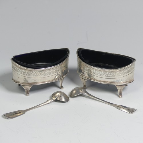 24 - A pair of George III silver Open Salts, hallmarked London 1795, makers mark probably 'IG', navette s... 