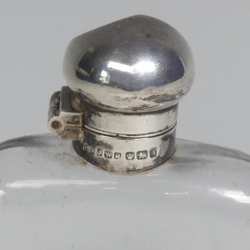 28 - A late Victorian silver mounted glass Hip Flask, by G & J W Hawksley, hallmarked Sheffield, 1899... 