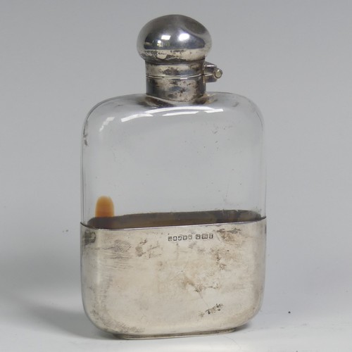 28 - A late Victorian silver mounted glass Hip Flask, by G & J W Hawksley, hallmarked Sheffield, 1899... 