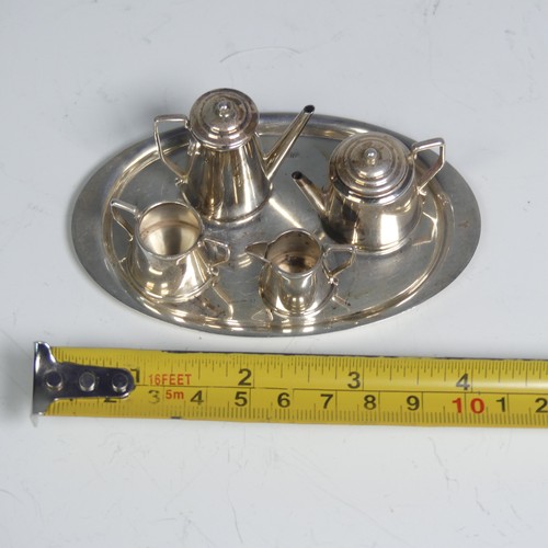 51 - An Elizabeth II miniature or toy five piece silver Tea Set, by John Rose, hallmarked Birmingham 1966... 