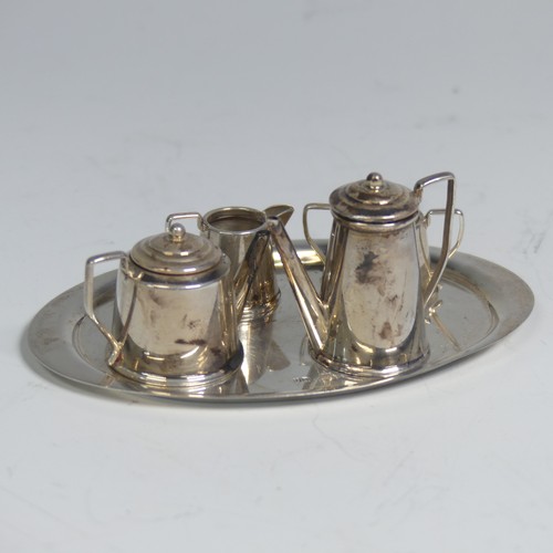 51 - An Elizabeth II miniature or toy five piece silver Tea Set, by John Rose, hallmarked Birmingham 1966... 
