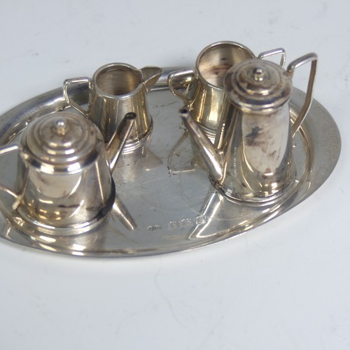 51 - An Elizabeth II miniature or toy five piece silver Tea Set, by John Rose, hallmarked Birmingham 1966... 
