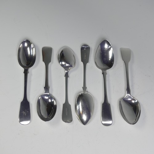 49 - A pair of Edwardian silver fiddle pattern Table Spoons, by Wakely & Wheeler, London 1909, togeth... 