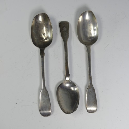47 - A pair of Victorian silver fiddle pattern Table Spoons, by Mary Chawner, hallmarked London 1840, tog... 