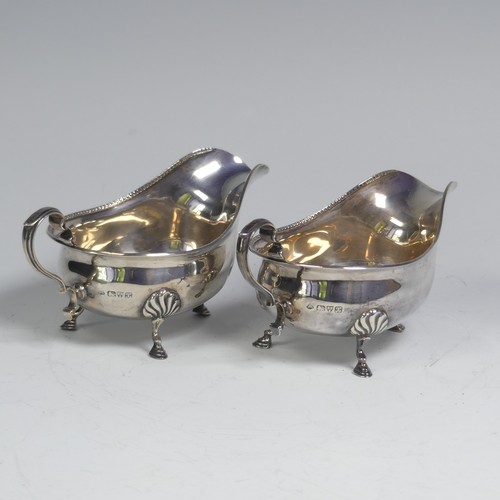 41 - A pair of George V silver Sauce Boats, by Adie Brothers Ltd., hallmarked Chester 1923, of traditiona... 