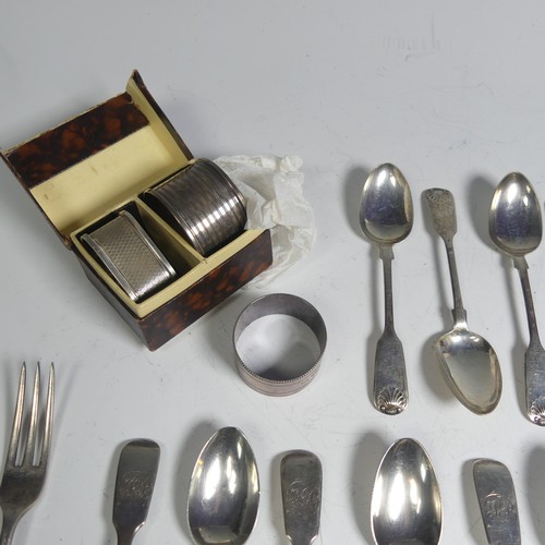 58 - A set of six Victorian fiddle and shell Teaspoons,&nbsp;by&nbsp;Thomas Sewell&nbsp;I, hallmarked New... 