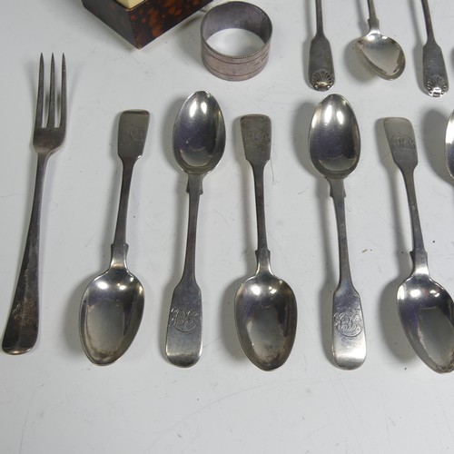 58 - A set of six Victorian fiddle and shell Teaspoons,&nbsp;by&nbsp;Thomas Sewell&nbsp;I, hallmarked New... 