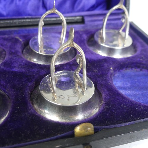 59 - An Edwardian cased part set of five novelty silver Menu / Placename Holders, by Levi & Salaman, ... 