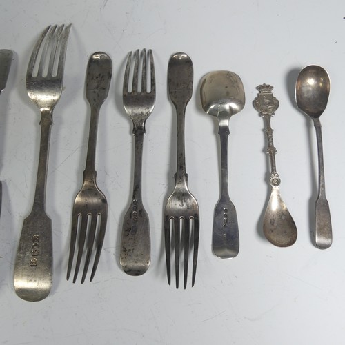 56 - A set of three late Victorian silver fiddle pattern Dessert Spoons, by Josiah Williams & Co., ha... 