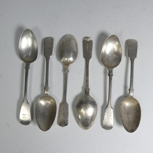 55 - A set of five late Victorian silver fiddle pattern Table Spoons, by Josiah Williams & Co., hallm... 