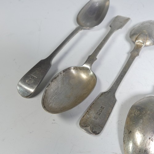 55 - A set of five late Victorian silver fiddle pattern Table Spoons, by Josiah Williams & Co., hallm... 