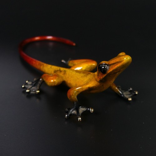 16 - Tim 'Frogman' Cotterill (b. 1950), 'Eddy', a limited edition enamelled bronze sculpture of a lizard,... 