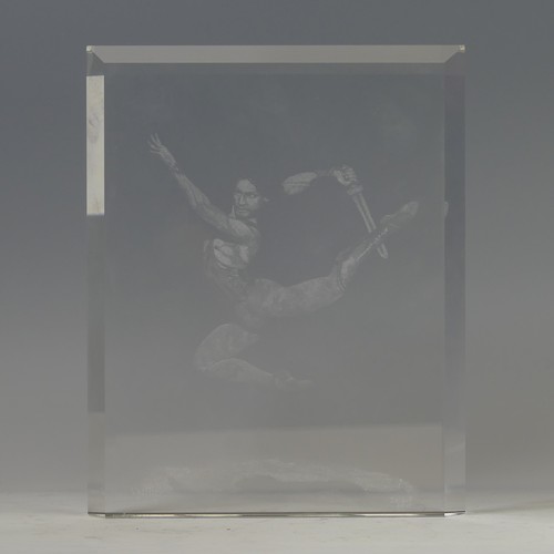 40 - James Denison-Pender (Contemporary) 'Ivan Vasiliev', a stipple-engraved glass block with Ivan Vasili... 