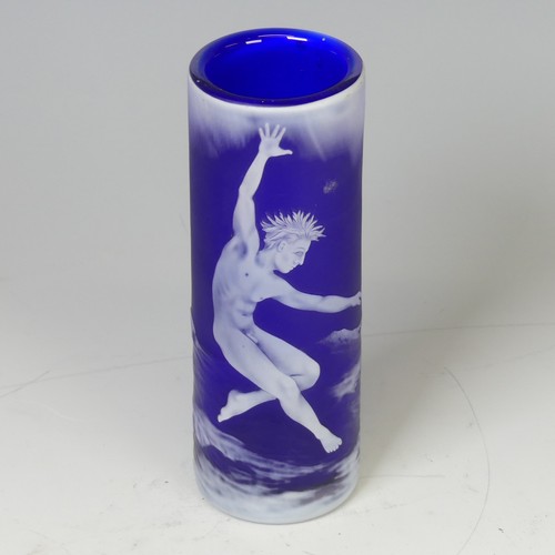 37 - Alasdair Gordon (1931 - 2019) a studio glass cylindrical sleeve Vase, with cameo glass depiction of ... 