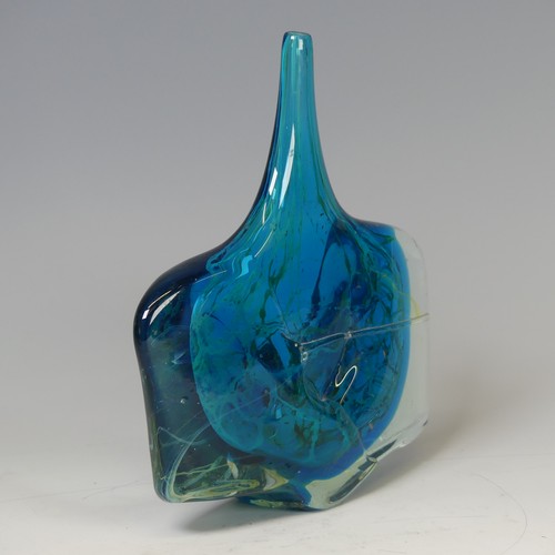 43 - A Mdina glass Axe-head Vase, the hand-blown piece with slender neck and thick shoulders, deep sea bl... 