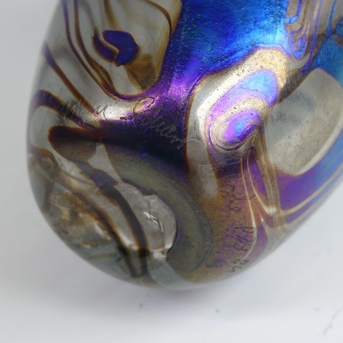 27 - Norman Stuart Clarke (b. 1946) a studio glass Vase, of iridescent stylised wave pattern, etched sign... 