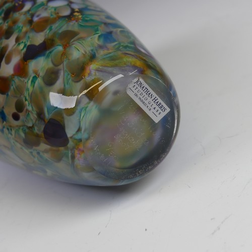 35 - Jonathan Harris (Contemporary) a studio glass Vase, decorated with blue ground, golden flecks and st... 