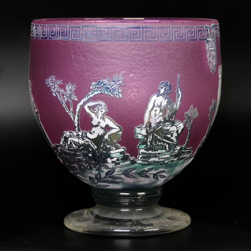 34 - Jonathan Harris (Contemporary) a studio glass 'Portland Cameo Bowl', with pink ground and overlayed ... 