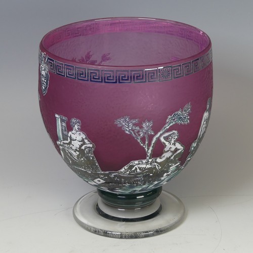 34 - Jonathan Harris (Contemporary) a studio glass 'Portland Cameo Bowl', with pink ground and overlayed ... 