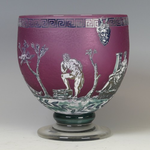 34 - Jonathan Harris (Contemporary) a studio glass 'Portland Cameo Bowl', with pink ground and overlayed ... 