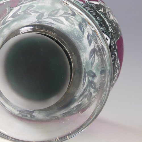 34 - Jonathan Harris (Contemporary) a studio glass 'Portland Cameo Bowl', with pink ground and overlayed ... 