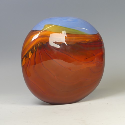 28 - Peter Layton (b. 1937) a studio glass 'Mirage' Vase, decorated with stylised dessert scene in deep o... 