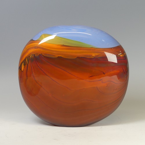 28 - Peter Layton (b. 1937) a studio glass 'Mirage' Vase, decorated with stylised dessert scene in deep o... 
