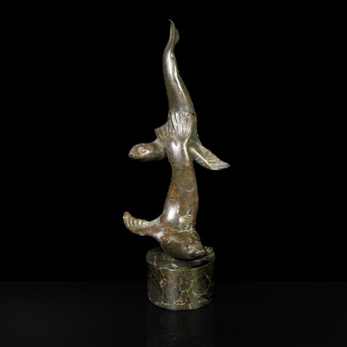 17 - Adam Binder (British, b. 1970), limited edition patinated bronze sculpture of seals, raised on cylin... 