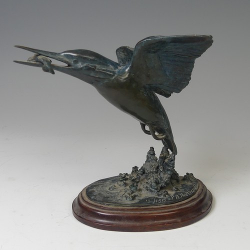 10 - Patricia Northcroft (contemporary), 'Kingfisher with Fish', limited edition patinated bronze sculptu... 